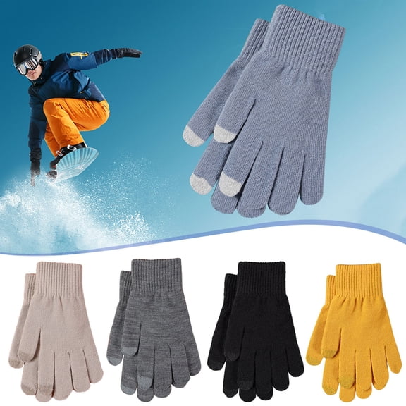 Baberdicy Thermal Cycling Gloves for Men Women, Knitted Windproof Touchscreen Winter Gloves, Full Finger Black Universal Fit