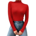 thumbnail image 1 of Baberdicy Thermal Underwear for Women, Women Casual High Neck Solid Color Slim Fit Warm Long Sleeve Pullover Knit Top Thermal Shirts for Women, 1 of 4