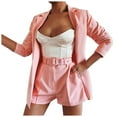 thumbnail image 1 of Baberdicy Top Shorts Women's Two-Piece Jacket Shorts Suit Temperament Fashion Casual Lapel Cardigan Short Suit Office Solid Suit Womens Blazer Pink, 1 of 5
