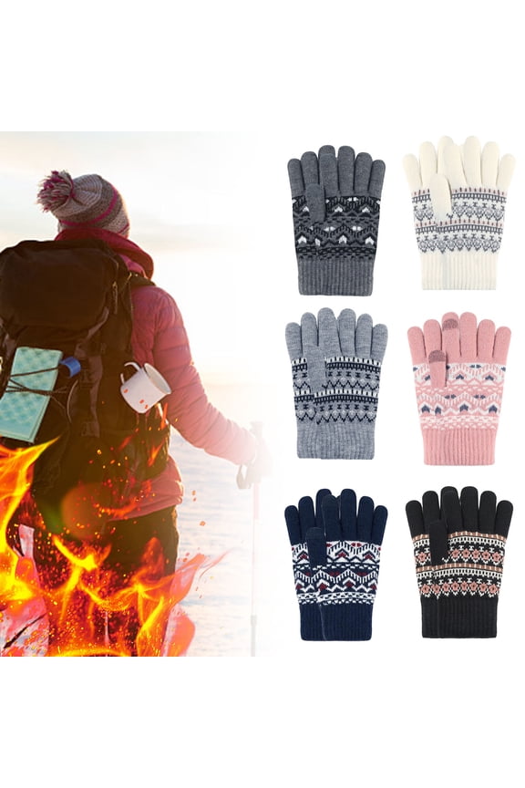 Touchscreen Knit Gloves, Flower Pattern Warm Winter Gloves for Women,Charcoal Fits All – Gift Ready