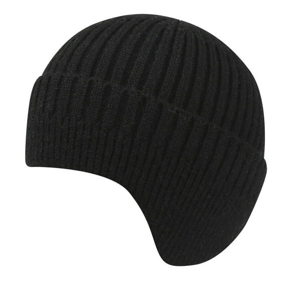 Baberdicy Traooer Hat Women's Foldable Handmade Ear Warm Wool Cap Cotton Slouchy Hat Knitted Hat Windproof Cold Sweat Hat Hat Black