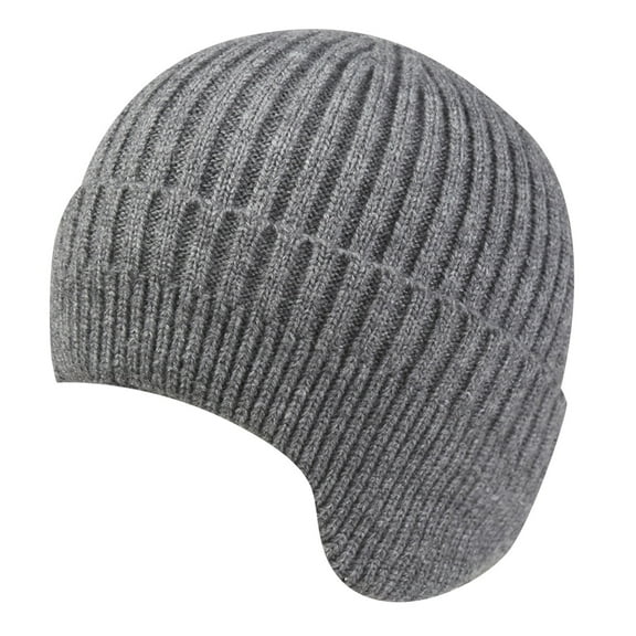 Baberdicy Traooer Hat Women's Foldable Handmade Ear Warm Wool Cap Cotton Slouchy Hat Knitted Hat Windproof Cold Sweat Hat Hat Grey
