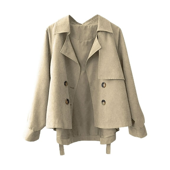 Baberdicy Trenchcoat Women's Autumn and Winter Trench Coat Female Short Small Casual Worker Jacket Retro Loose Yinglun Thin Coat Lady in Autumn and Winter Windproof and Warm Jacket Khaki