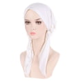 thumbnail image 1 of Baberdicy Turban Cap, Women's Casual Solid Headwrap, Two-Point Long Tail Turban, Muslim Cap for Women, Daily, Fashion, Simple & Elegant, Ideal for Women Religious Wear, Styling Under Hijabs White, 1 of 3