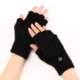 thumbnail image 1 of Baberdicy Unisex Adult Convertible Fingerless Knit Flip-Top Gloves, Black, Fits Most, 1 of 5