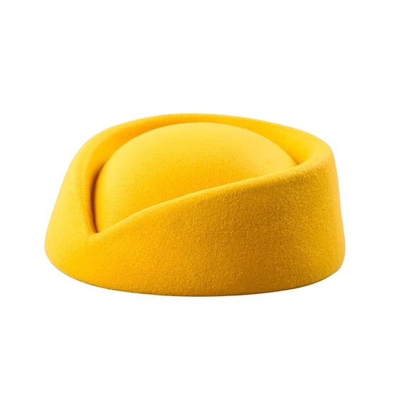 Baberdicy Unisex Flight Attendant Hat Pillbox Cosplay Cap, Yellow One Size