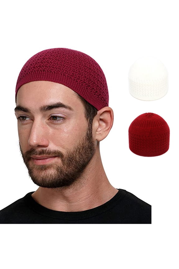 Unisex Knit Kufi Cap, Breathable Cotton Skully Beanie,Crimson Red Fits All – Gift Ready