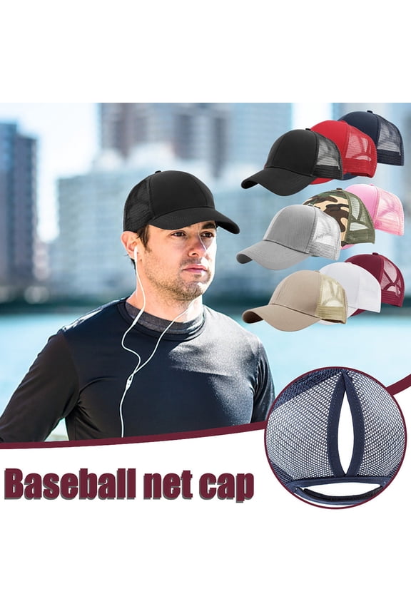 Unisex Mesh Baseball Cap, Solid Color Back Closure Sun Hat,Charcoal Fits All – Gift Ready