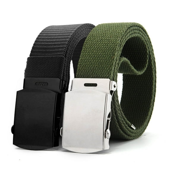 Baberdicy Unisex Metal Buckle Leather Belt with Perforated Detail, Classic Strap for Pants,Army Green Fits All – Gift Ready