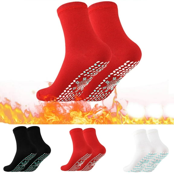 Baberdicy Unisex Self-Heating Socks, Tourmaline Warm Breathable Cotton Socks,Optical White Fits All – Gift Ready