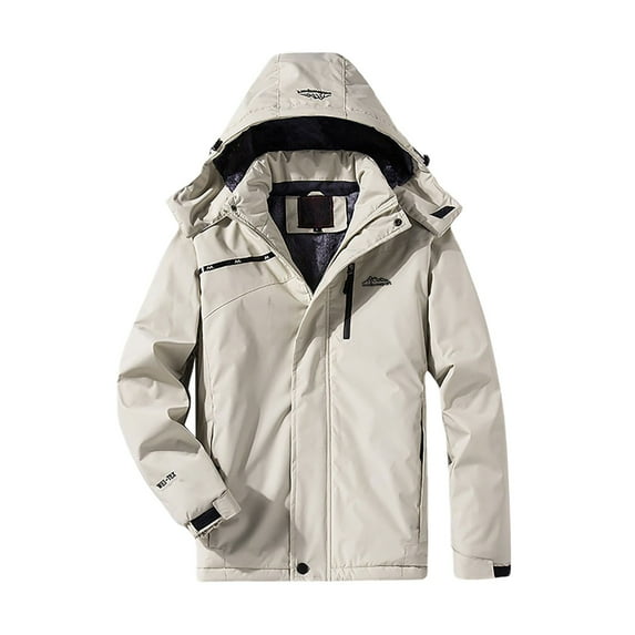 Baberdicy Unisex Waterproof Ski Jacket, Windproof Hooded Shell, Snow Sports & Mountain Hiking , Unisex Waterproof Shell, Outdoor Rain Jacket, Hiking Windbreaker White 1 5Xl