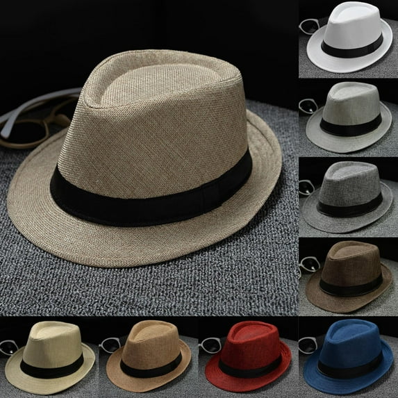 Baberdicy Unisex Wide Brim Fedora, Solid Color Wool Blend Sun Hat for Travel, Vintage Style Coffee Universal Fit