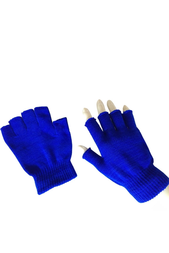 Unisex Winter Gloves - Knit Half-Finger - Cold Weather Protection - Non-Slip Grip - Multi-Pack - Men's And Women's Winter Warm Solid Color Knitted Blue,One Size