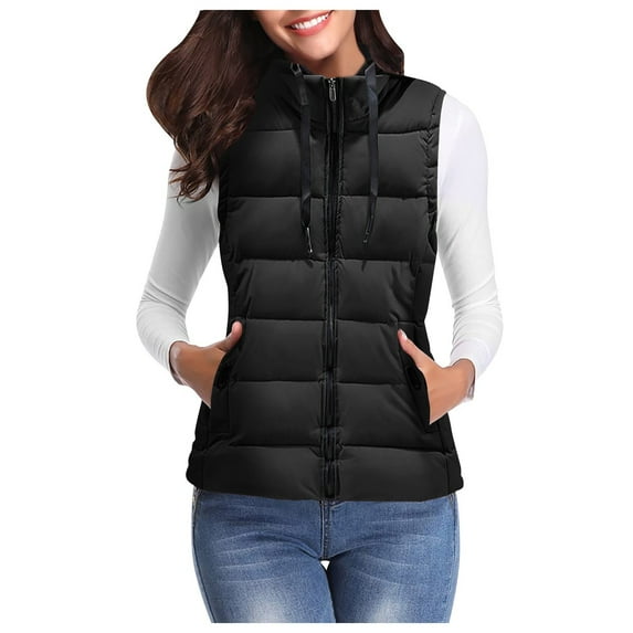 Baberdicy Vest for Women, Women's Winter Warm Vest Outerwear Thick Padded Sleeveless Casual Vest with Hood Puffer Vest Women Xl