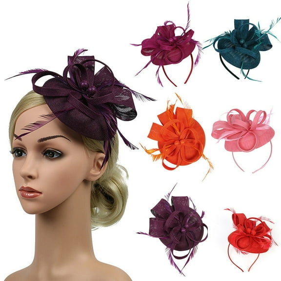 Baberdicy Wedding Feather Fascinator, Handmade Bridal Hair Clip And Headpiece,Coral Fits All – Gift Ready
