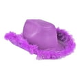 thumbnail image 1 of Baberdicy Western Costume Hat, Purple Faux-Suede Cowboy Hat – Fringe Detail for Carnivals, Concerts & Western Themes | Moldable Brim | Women’S One Size, 1 of 2