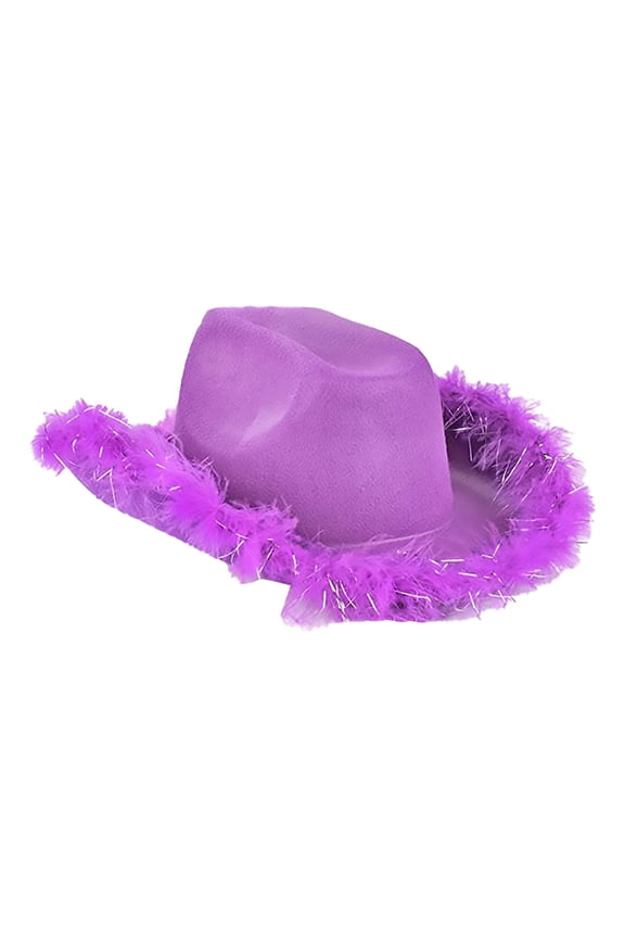 Western Costume Hat, Purple Faux-Suede Cowboy Hat – Fringe Detail for Carnivals, Concerts & Western Themes | Moldable Brim | Women’S One Size