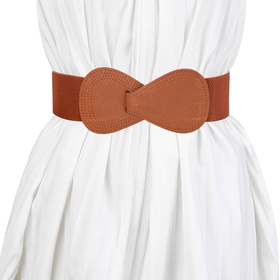 Baberdicy Wide Belt for Women, Brown Women's Elastic Stretch Belt – Wide Waist Cincher for down Coats, Dresses & Casual Wear | Adjustable Fit | One Size One Size