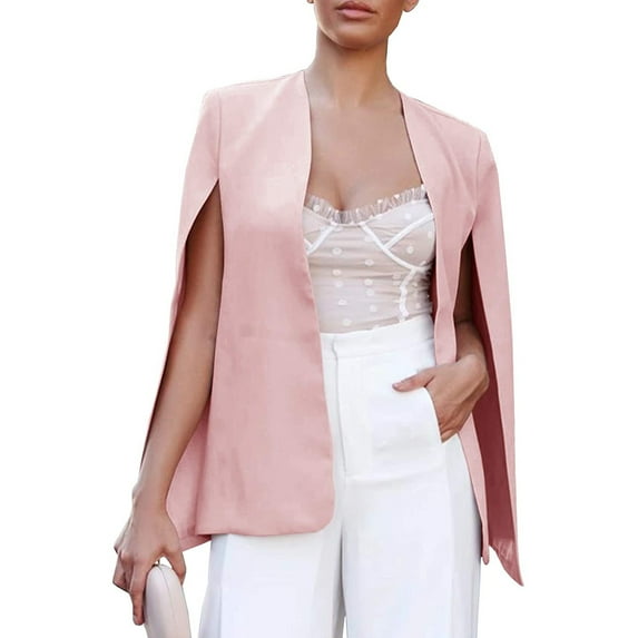 Baberdicy Woman Coat Women Fashion Multipurpose Loose Short Shawl Coat Cape Cardigan Jacket Trench Outwear Womens Blazer Pink