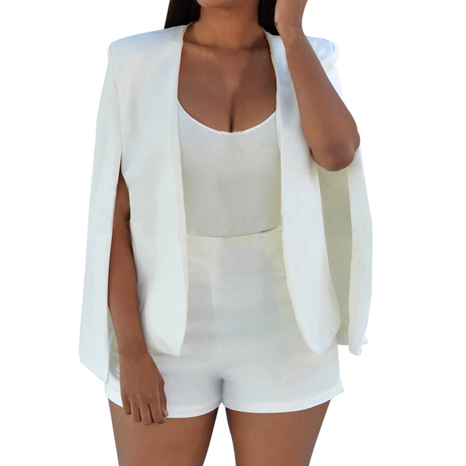 Baberdicy Woman Coat Women Loose Short Cloak Coat Solid Cape Sleeve