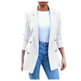 thumbnail image 1 of Baberdicy Women Coat Coat Outwear Double Long Jacket Mid Women Collar Elegant Breasted Notched Women's Coat Womens Blazer White, 1 of 5