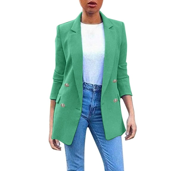 Baberdicy Blazers for Women, Womens Casual Pocket Office Blazer Draped Front Cardigan Jacket Work Suit Womens Blazer Green L