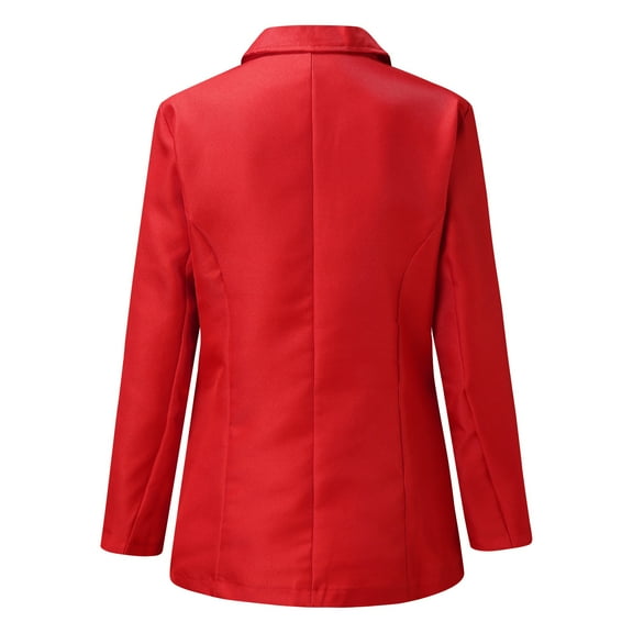 Baberdicy Women Coat Womens Casual Solid Long Sleeve Lapel Button Pocket Loose Jacket Office Coat Womens Blazer Red