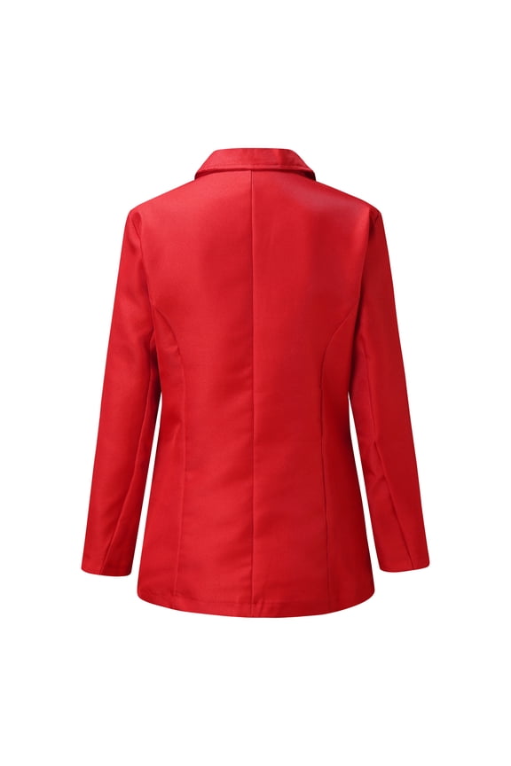 Women Coat Womens Casual Solid Long Sleeve Lapel Button Pocket Loose Jacket Office Coat Womens Blazer Red
