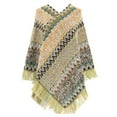 thumbnail image 1 of Clearance Baberdicy Scarf Women Nationl Print Colourful Splice Poncho with Tassels Knitted Shawl Scarf Fringed Wraps Pashminas Sweater Pullover Cape, 1 of 3