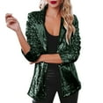 thumbnail image 1 of Baberdicy Women Sequins Blazers for Women Sequin Jacket Casual Long Sleeve Glitter Party Shiny Lapel Rave Outerwear Coat Blue Green Acrylic, 1 of 5