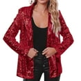 thumbnail image 1 of Baberdicy Women Sequins Blazers for Women Sequin Jacket Casual Long Sleeve Glitter Party Shiny Lapel Rave Outerwear Coat Blue Red Acrylic, 1 of 1