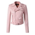thumbnail image 1 of Baberdicy Women Top Women Ladies Fashion Coat Jacket The Belt Fashion Faux Leather Cool Zipper Decoration Jacket Racing Biker Jacket Womens Winter Coats Pink, 1 of 4