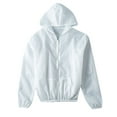 thumbnail image 1 of Baberdicy Women Tops Transparent Womens Zipper Solid Thin Tops Hooded Sun-Protective Summer Color Women's Coat Womens Winter Coats White, 1 of 3