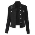 thumbnail image 1 of Baberdicy Women's Beaded Denim Jacket, Casual Long Sleeve Overcoat Style Jean Blouse for Fall , Vintage Denim Trucker, Classic Blue Jean Jacket, Casual Streetwear Black 3Xl, 1 of 3