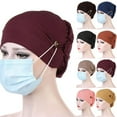 thumbnail image 1 of Baberdicy Women's Button Bonnet, Head Wrap with Ear Covers,Yellow Fits All – Gift Ready, 1 of 3