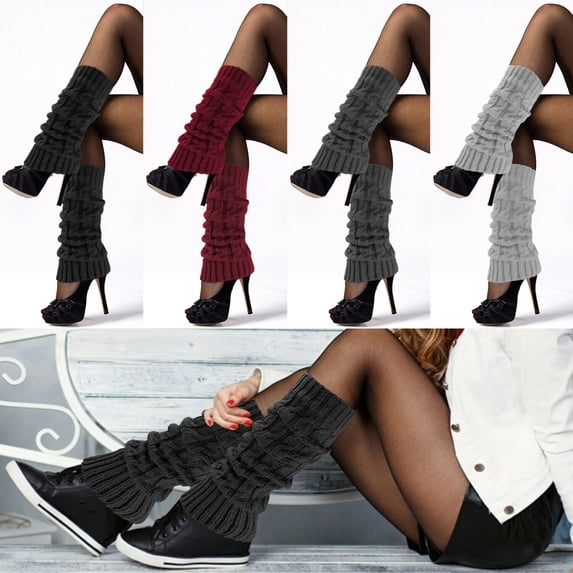 Baberdicy Women's Cable Knit Thigh High Socks, Extra Long Leg Warmers,Crimson Red Fits All – Gift Ready