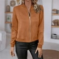 thumbnail image 1 of Baberdicy Women's Casual Outerwear Jacket, Classic Long Sleeve Coat for Daily Use , Solid Casual Jacket, Everyday Zip Coat, Fall Daily Outerwear Brown2 Xxl, 1 of 5