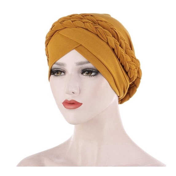 Baberdicy Women's Chemo Turban Hat Ethnic Pre-Tied Headwrap, Yellow One Size