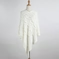 thumbnail image 1 of Baberdicy Women's Crochet Sweater Cape - Openwork Tassel Design - Oversized Shawl Wrap - Bohemian Style - Fall Fashion - Women Mid Length Crochet Hollow Irregular Tassel Pullover White,One Size, 1 of 4