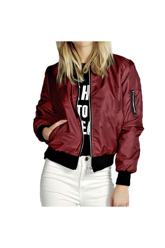 Women's Cropped Fashion Jacket, Solid Zip Up Short Coat, City Stroll & Date Night , Cropped Fashion Jacket, Solid Short Coat, Trendy Layer Red S