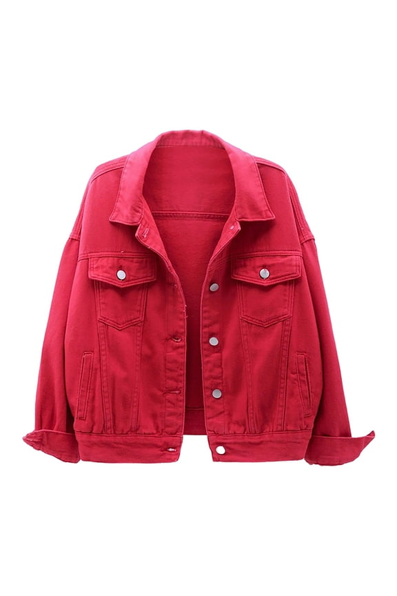 Women's Denim Jackets Clearance Limited Time Deal, Women's Colorful Plus Size Denim Jacket Short Baggy Top