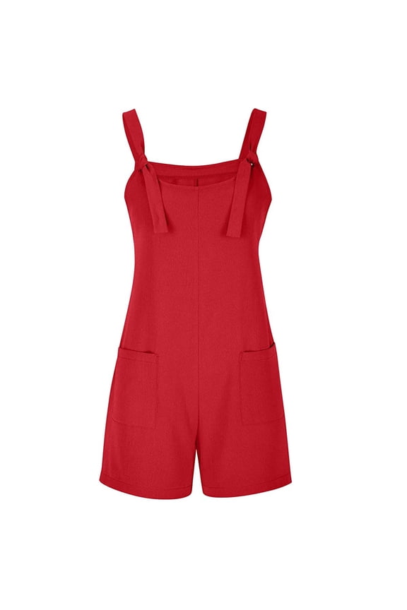 Women's Denim Overalls Shorts Clearance! Beach Vacation Clothes for Women Red Xxl