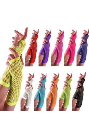 Women's Fingerless Mesh Gloves, Fishnet Lace Evening Party Gloves, Punk Rock Long Arm Warmers for Cosplay,Hot Pink Fits All – Gift Ready