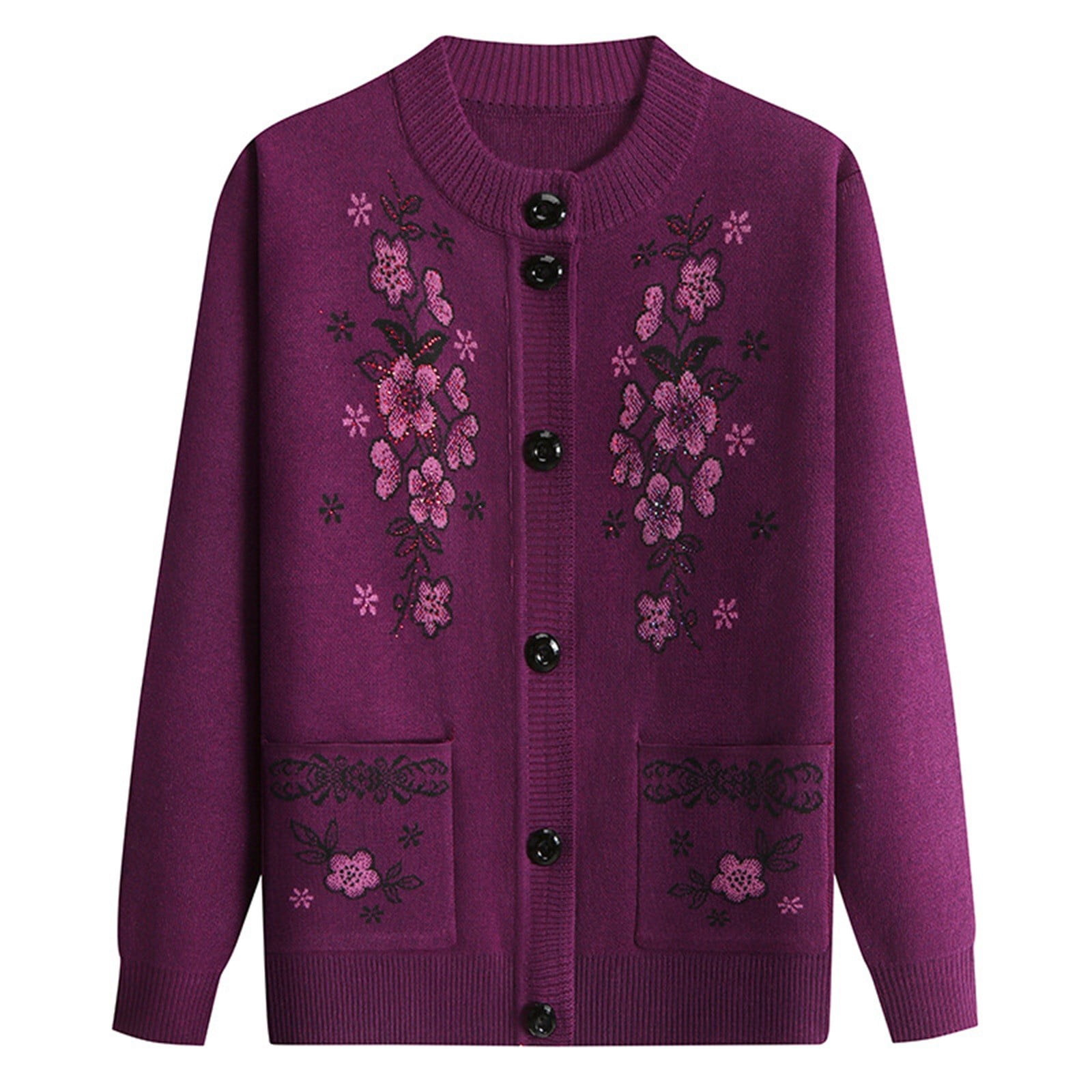 Floral Button-Up Knit Cardigan main image 1