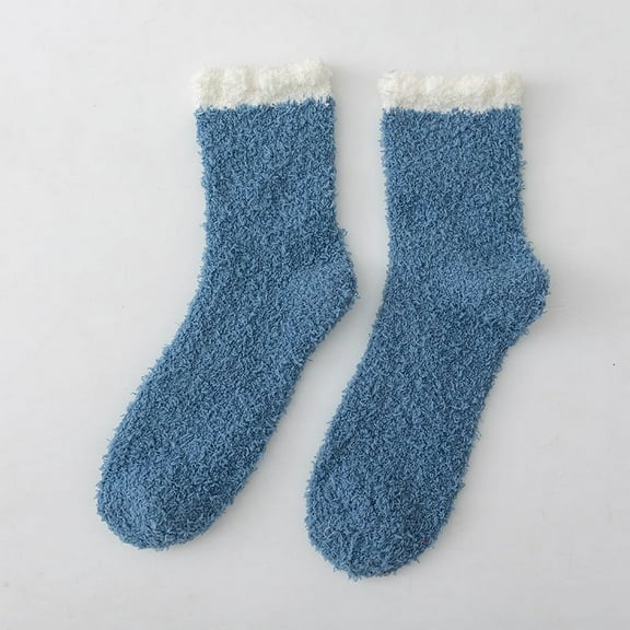Baberdicy Women's Fuzzy Socks - Plush Gripper Bottom - Cozy Sleepwear - Winter Warmth - Non-Slip Comfort - Fuzzy Socks for Women with Grips Plush Fuzzy Socks Sleep Blue,One Size