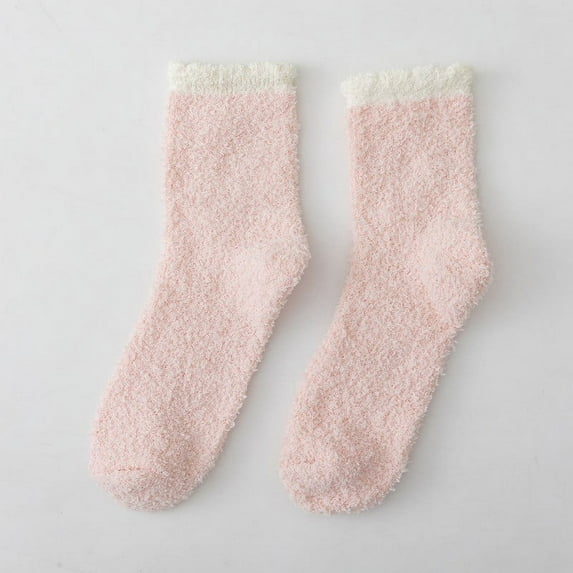 Baberdicy Women's Fuzzy Socks - Plush Gripper Bottom - Cozy Sleepwear - Winter Warmth - Non-Slip Comfort - Fuzzy Socks for Women with Grips Plush Fuzzy Socks Sleep Pink,One Size