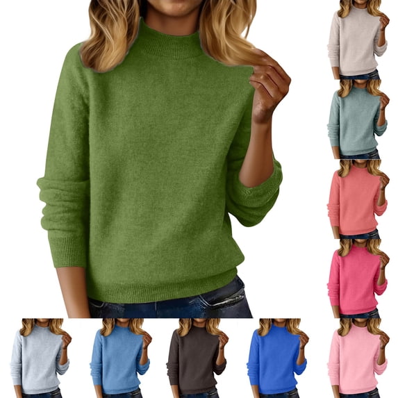 Baberdicy Women's Half Zip Sweaters Long Sleeve Mock Neck Loose Fit Casual Winter Pullover Tops, Khaki Xxl