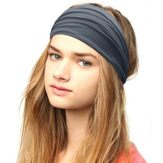 Baberdicy Women's Headband - Elastic Sports Design - Yoga Workout - Moisture-Wicking - Non-Slip Comfort - Women Solid Color Headband Elastic Head Wrap Headband Dark Gray,One Size