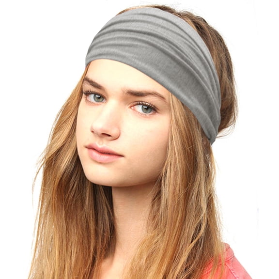 Baberdicy Women's Headband - Elastic Sports Design - Yoga Workout - Moisture-Wicking - Non-Slip Comfort - Women Solid Color Headband Elastic Head Wrap Headband Grey,One Size