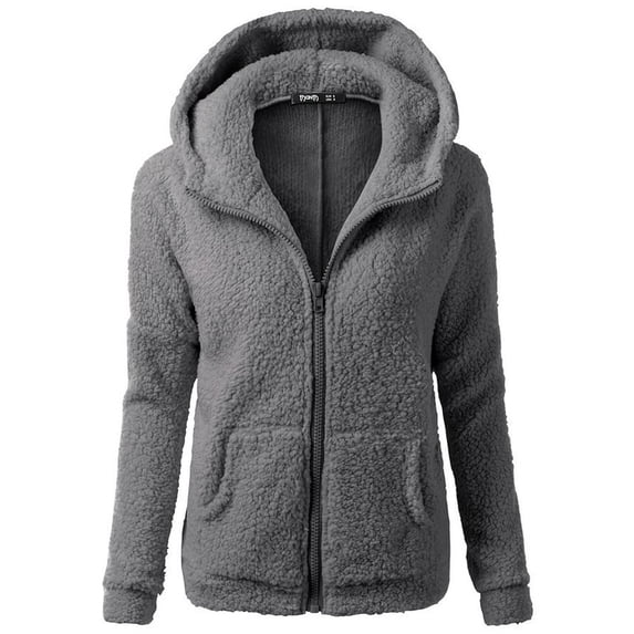 Baberdicy Women's Hooded Fleece Sweatshirt, Plush Long Sleeve Pullover Top , Hooded Fleece Sweatshirt, Solid Pullover, Casual Layer Dark Gray Xxl